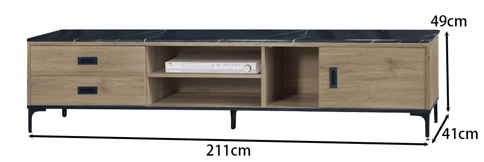 F95-15 灰橡7尺電視櫃 白砂石面