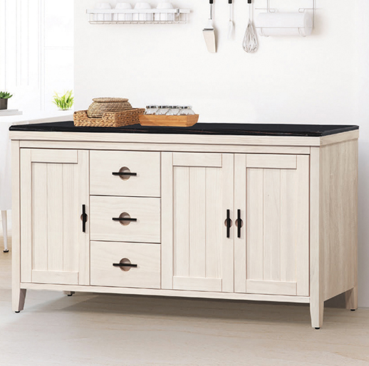 D715-6 加賀洗白5.3尺黑石餐櫃下座