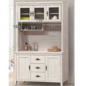 D715-9 加賀洗白4尺餐櫃 全組