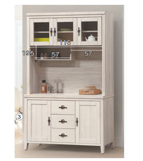 D715-9 加賀洗白4尺餐櫃 全組