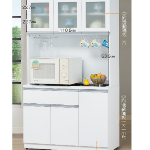 D717-1 貝拉白色3.8尺碗碟櫃 全組