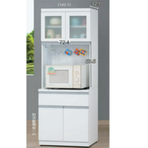 D717-5 貝拉白色2.5尺碗碟櫃 全組