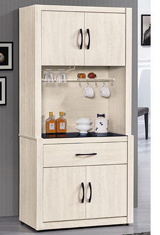 D719-1 艾拉2.7尺碗碟櫃 全組