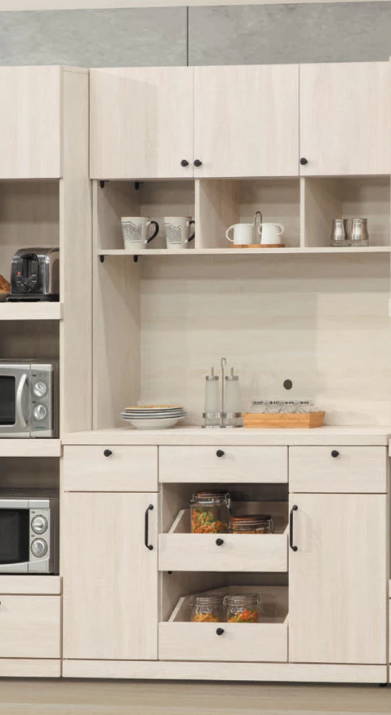 D720-2 白鋼刷4尺餐櫃 上座 $5000  D720-3 白鋼刷單色4尺餐櫃 下座$6900