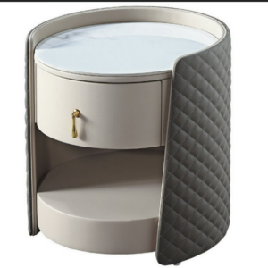 C795-3  T17白岩板+灰皮床頭櫃