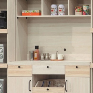 D720-2  白鋼刷4尺餐櫃 上座 $5000  +D722-6 白鋼刷雙色4尺餐櫃 下座 $6900