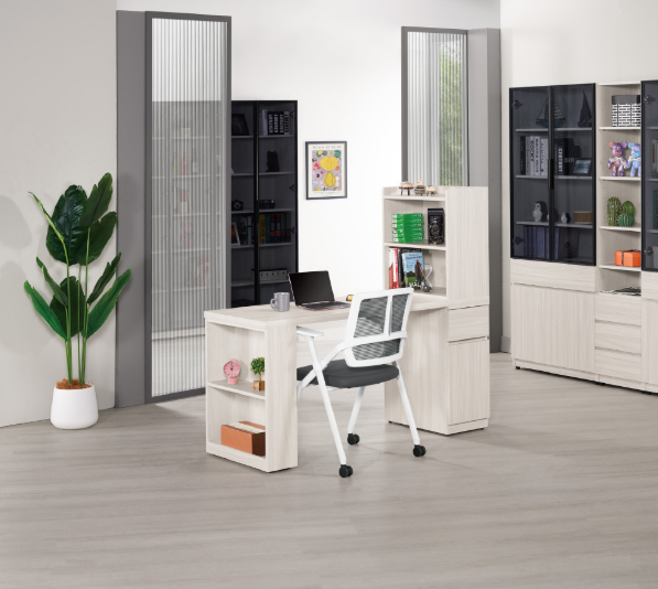 A1596-2 丹尼斯4尺L型書桌 全組 附活動隔板*1 可自由左右擺放