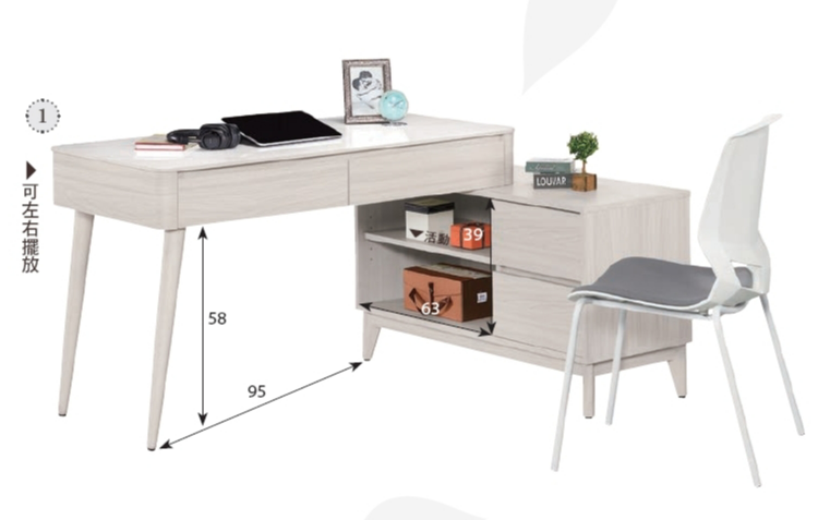 A1597-1 丹尼斯4尺岩板多功能書桌  附活動隔板*1 可自行左右擺放  桌面12MM岩板