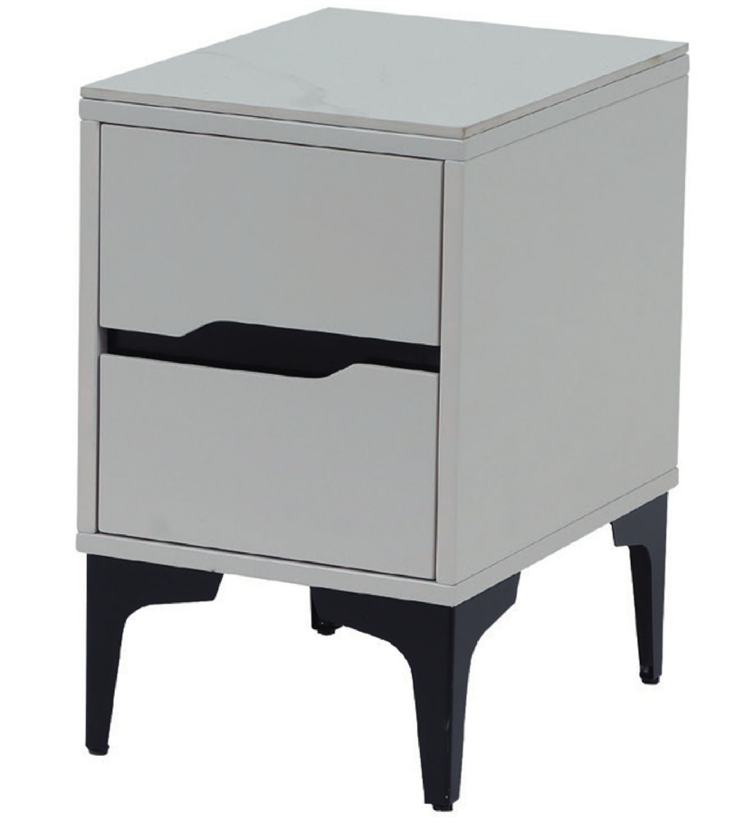 C798-19  C01米色床頭櫃 白岩板