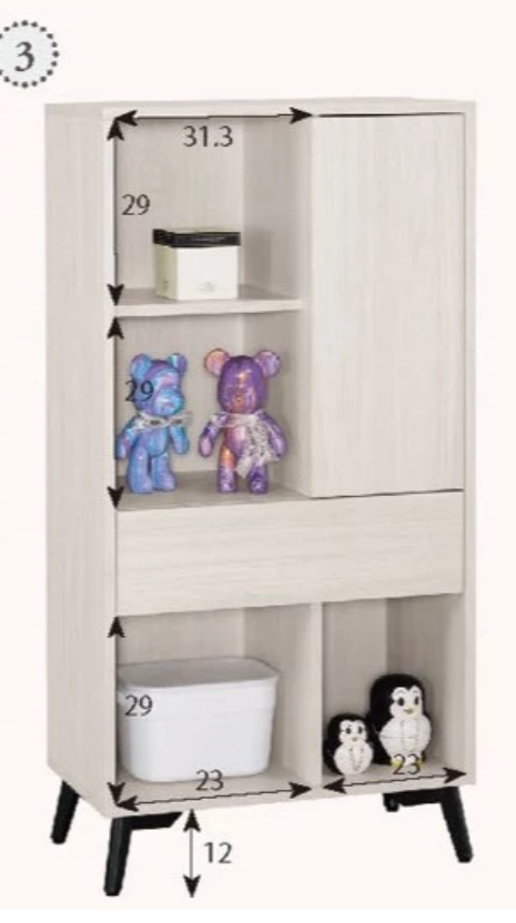 A1475-4 羅恩2尺置物展示櫃 附活動隔板*2