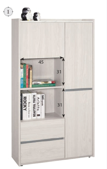 A1603-1 希斯洛5尺高書櫥 附活動隔板1大2小片