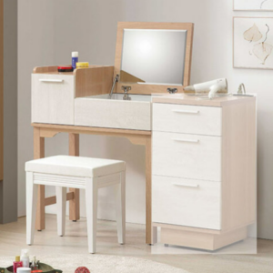 366-3喬圓2.5尺掀式鏡台 含椅 鏡檯面為可掀鏡面 亦可當書桌使用