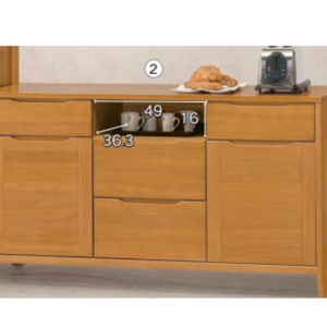 D736-1米堤柚木5尺餐櫃 門片內皆附一片活動隔板