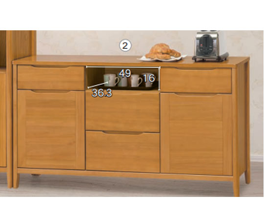 D736-1米堤柚木5尺餐櫃 門片內皆附一片活動隔板