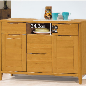 D736-2 米堤柚木3.6尺餐櫃 門片內皆附*1活動隔板