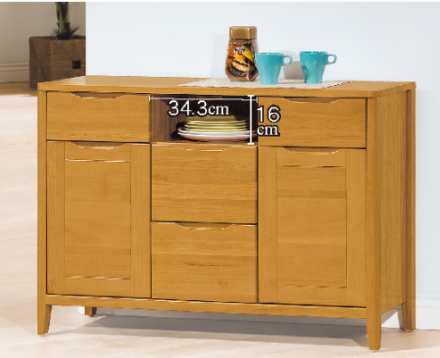 D736-2 米堤柚木3.6尺餐櫃 門片內皆附*1活動隔板