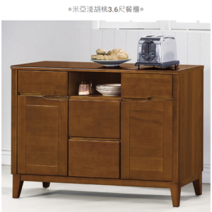 D736-4 米亞淺胡桃3.6尺餐櫃 門片內附*1活動隔板