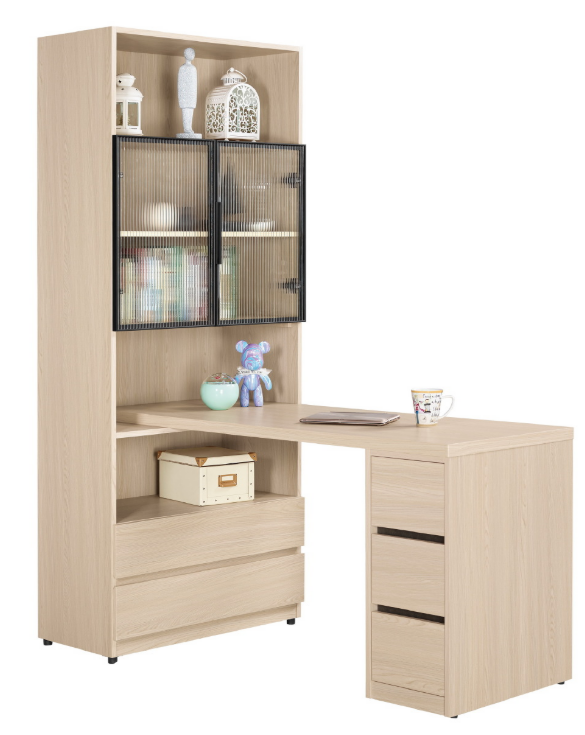 A1607-2 艾維斯4尺L型三抽書桌 附活動隔板*1