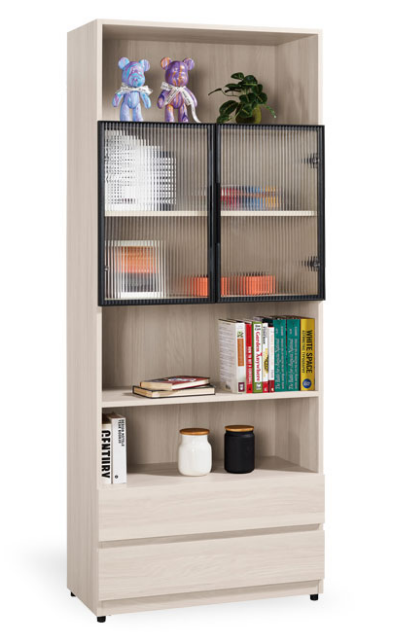 A1609-2 里斯特2.7尺鋁門二抽書櫥 附活動隔板*1