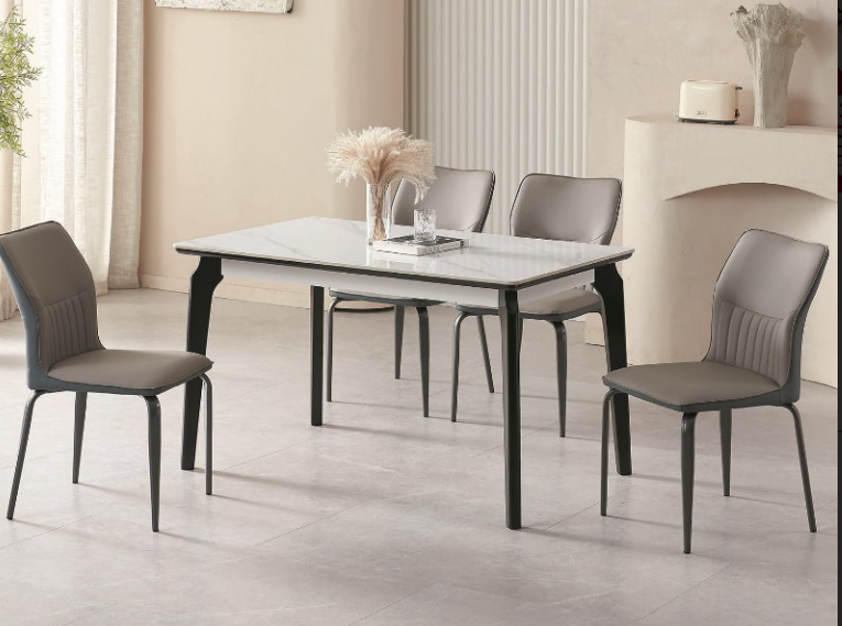 D818-4 亞倫亮光岩板餐桌