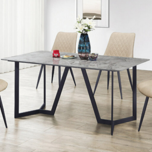 D826-7 波士頓5.3尺灰亮光岩板餐桌