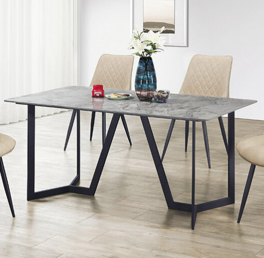 D826-7 波士頓5.3尺灰亮光岩板餐桌