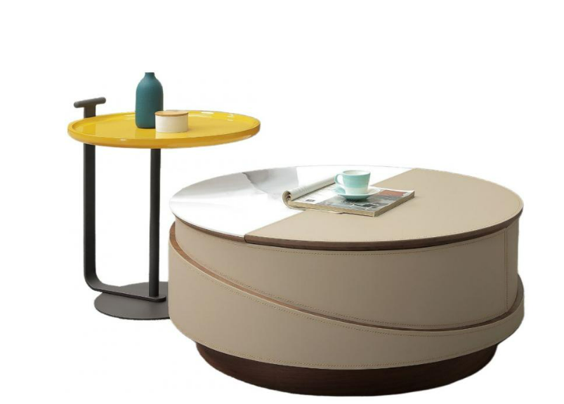 A244-01布萊爾馬鞍皮岩板升降茶几組