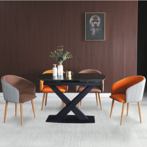 D828-1 香榭勞倫黑金伸縮餐桌