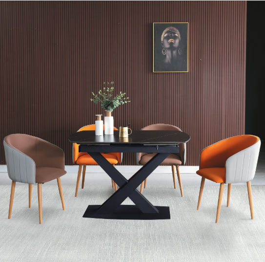 D828-1 香榭勞倫黑金伸縮餐桌