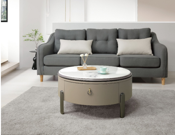 A239-02法蘭石面旋轉升降茶几