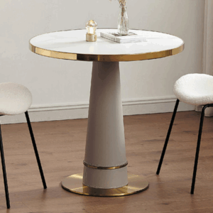 D831-1 魯賓80金邊白花岩圓桌