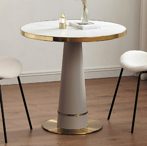 D831-1 魯賓80金邊白花岩圓桌