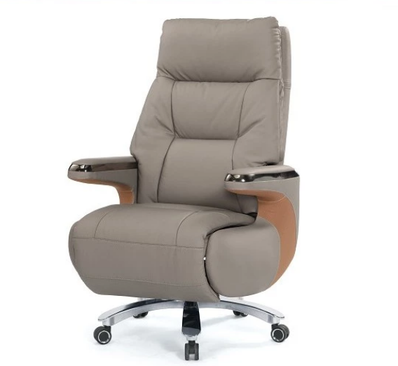 A1635-1 艾爾莎牛皮辦公椅 米白色 扶手高67~73公分