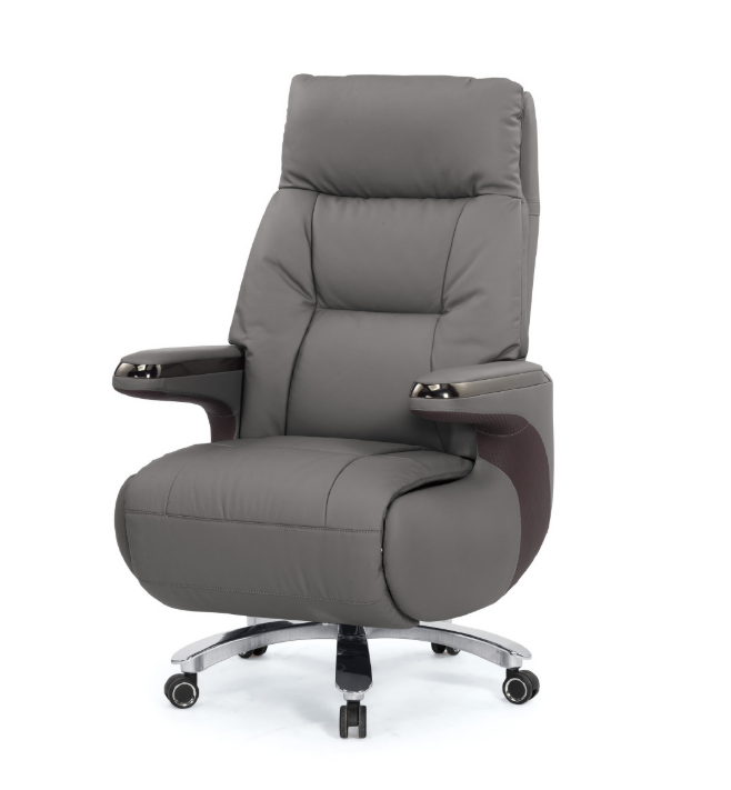 A1635-2 艾爾莎牛皮辦公椅 深灰色 扶手高67~73cm