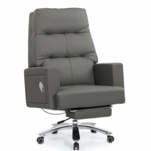 A1637-2 蒂娜牛皮辦公椅 灰色 扶手高68~74公分