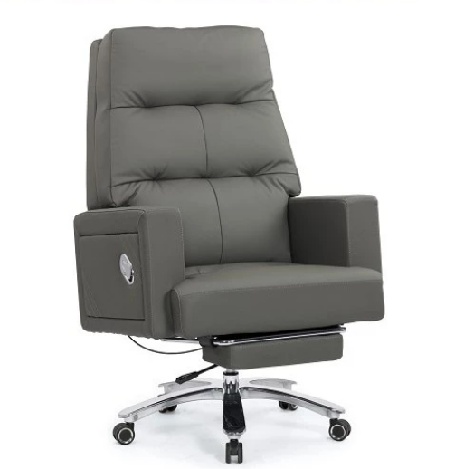 A1637-2 蒂娜牛皮辦公椅 灰色 扶手高68~74公分