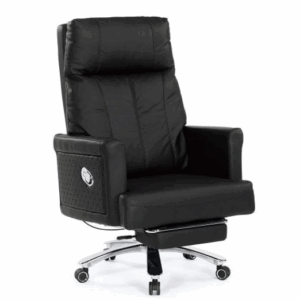 A1638-1 芬娜牛皮辦公椅 黑色 扶手高69~75公分