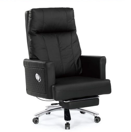 A1638-1 芬娜牛皮辦公椅 黑色 扶手高69~75公分