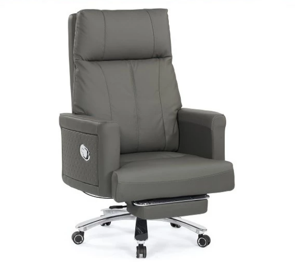 A1638-2 芬娜牛皮辦公椅 灰色 扶手高69~75公分