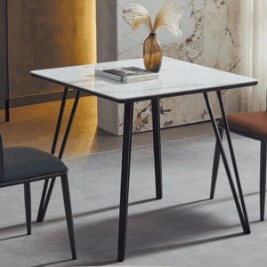 D834-9 歐姆白亮岩板方桌
