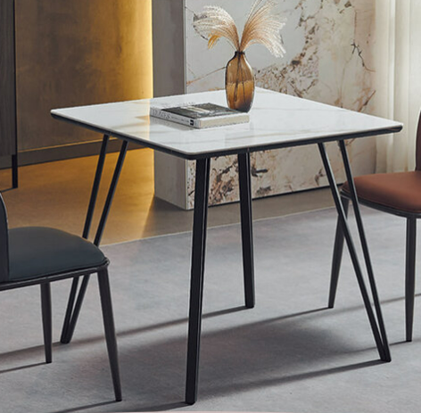 D834-9 歐姆白亮岩板方桌