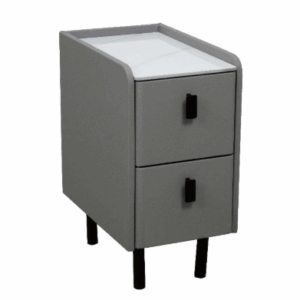 410-11 宇墨淺灰色岩板床頭櫃 單進口皮革包覆MDF+7mm亮面岩板+11cm防鏽烤漆黑鐵腳 (岩板特性：高強度.耐磨耐刮.耐高溫.易清潔) 五金: 抽屜採高級鋼珠滑軌