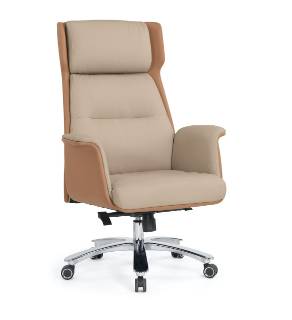 A1644-1 弗蘿拉辦公椅 米白色 皮 扶手高69~75 cm