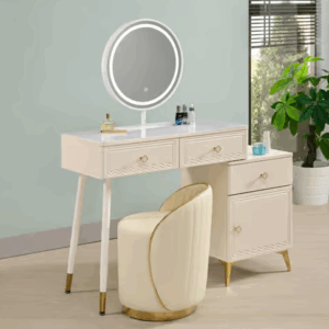 415-5澤野三抽伸縮玻璃鏡台 含椅 地面至桌面高度76.5公分 門內無隔板