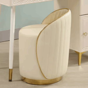 415-6澤野米色皮面椅凳 坐高40