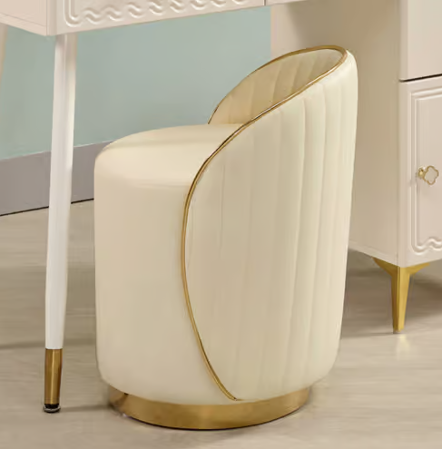 415-6澤野米色皮面椅凳 坐高40