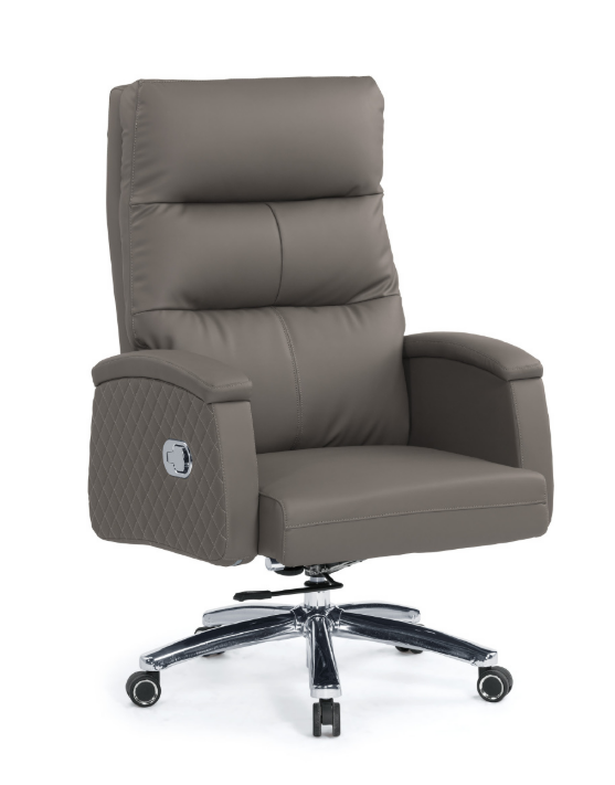 A1645-2 卡麗達辦公椅 灰色 皮 扶手高67.5~73.5公分