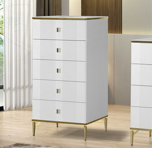 423-2 木森白色岩板五斗櫃