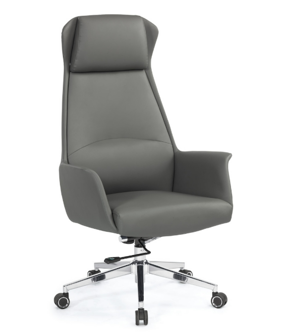 A1648-1 貝洛娜辦公椅 高背 灰色 皮 扶手高67~73 cm