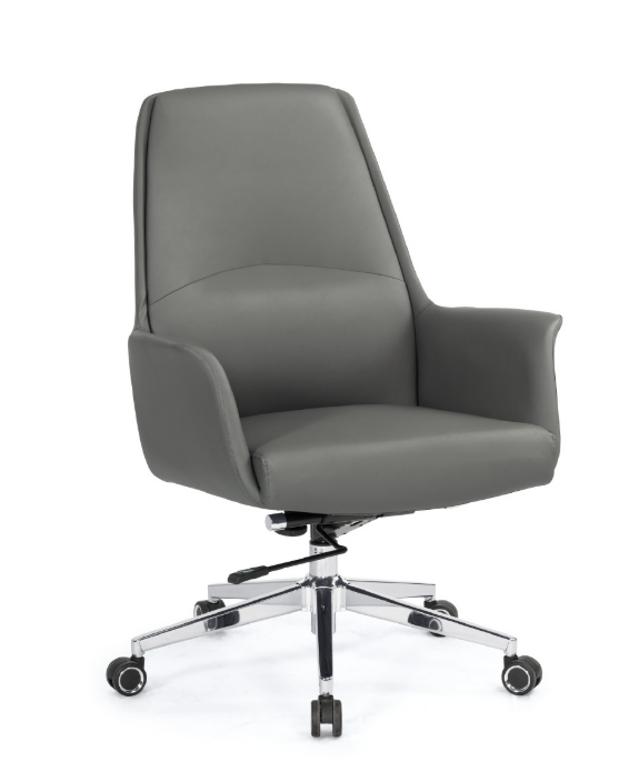 A1648-2 貝洛娜辦公椅 低背 灰色 皮 扶手高65.5~71.5公分